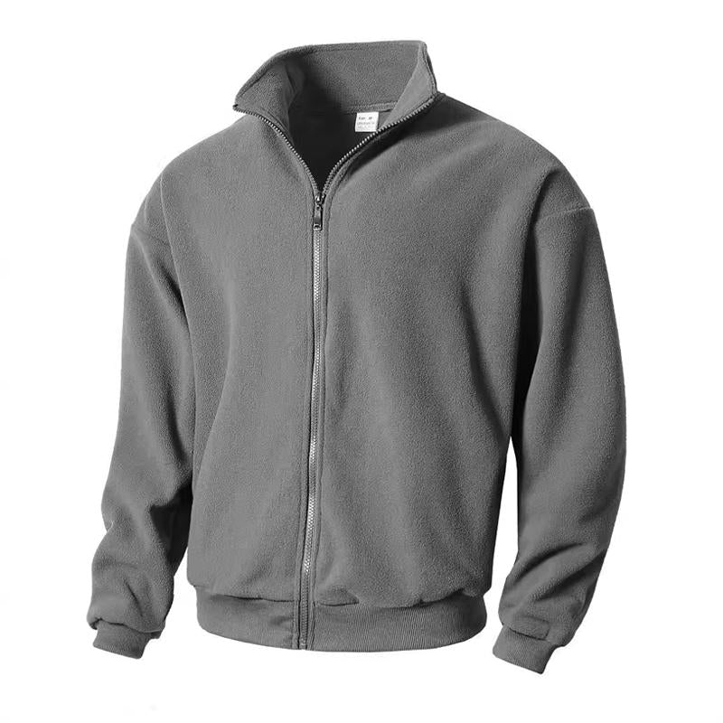 Men's Casual Solid Color Polar Fleece Stand Collar Jacket 45595937X