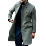 Men's Vintage Stand Collar Double Breasted Multi-pocket Slim Coat 50389697M