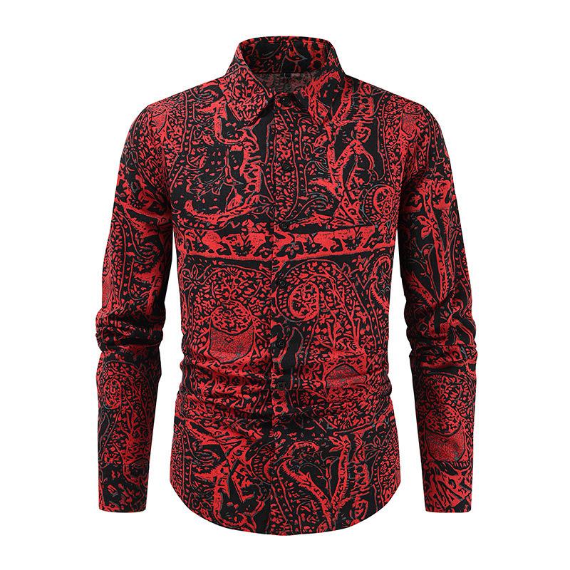 Mens Vintage Paisley Print Long Sleeve Shirt 94540252Y