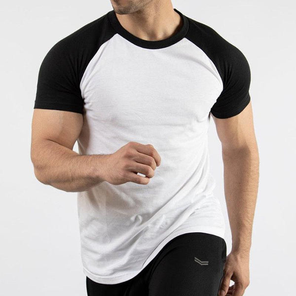 Men's Casual Round Neck Contrast Color Short Sleeve T-Shirt 49360922M