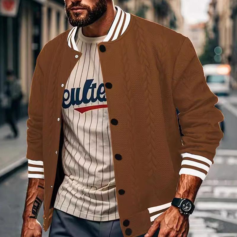 Lässige einreihige Strickjacke für Herren, Baseballjacke 95897985X