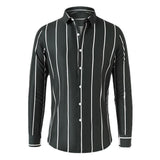 Men's Striped Long Sleeve Lapel Shirt 17373379X