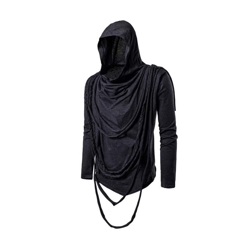 Men's Casual Street Fashion Hooded Pullover Pile Collar T-shirt 92899770K