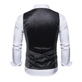 Men's Vintage Houndstooth Single Breasted V-Neck Suit Vest 97818421Y