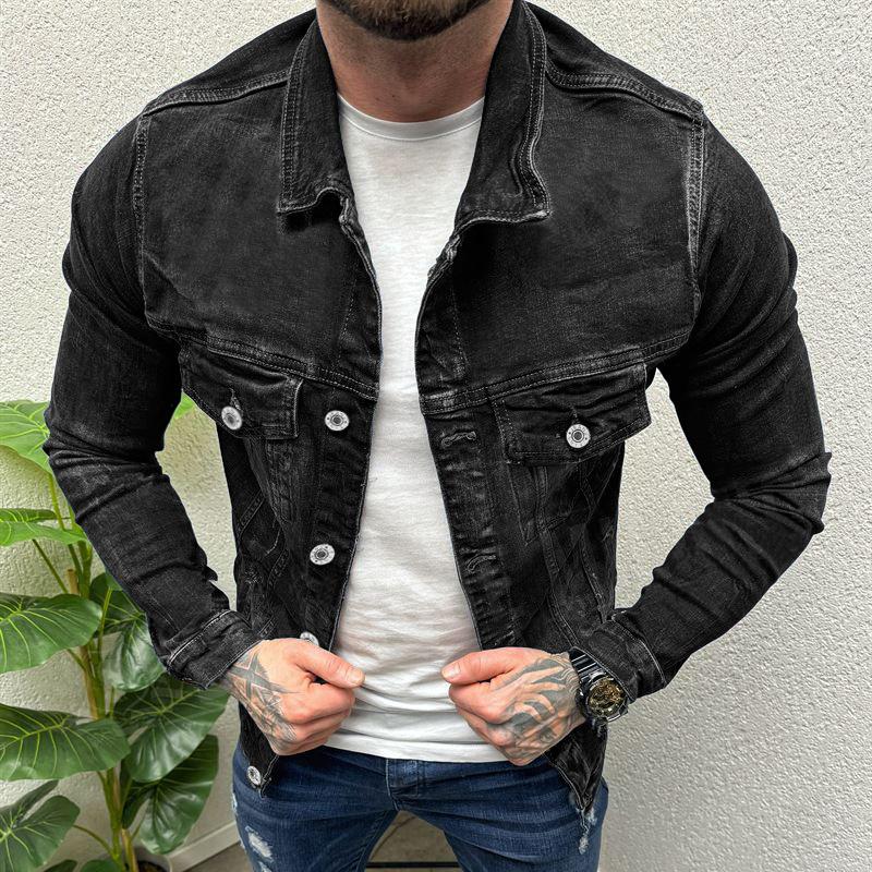 Men's Vintage Lapel Single Breasted Denim Jacket 84634132X