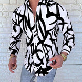 Men's Printed Slim Fit Casual Long Sleeve Shirt 46623272U