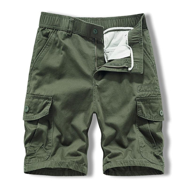 Men's Casual Outdoor Cotton Multi-Pocket Elastic Waist Cargo Shorts 59588958M