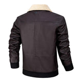 Men's Casual Plush Lapel Leather Jacket 18414490Y