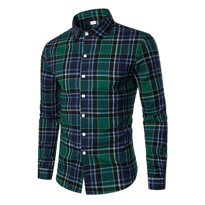 Men's Plaid Flannel Casual Button-Down Long Sleeve Shirt 16245262X