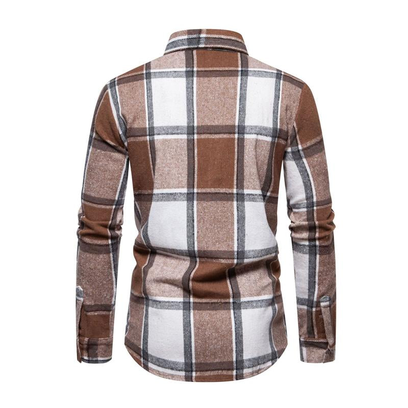 Men's Casual Flannel Plaid Long Sleeve Shirt 15163152Y