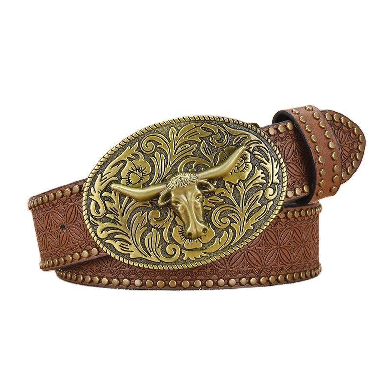 Ceinture en relief à rivets vintage pour homme 33277436U