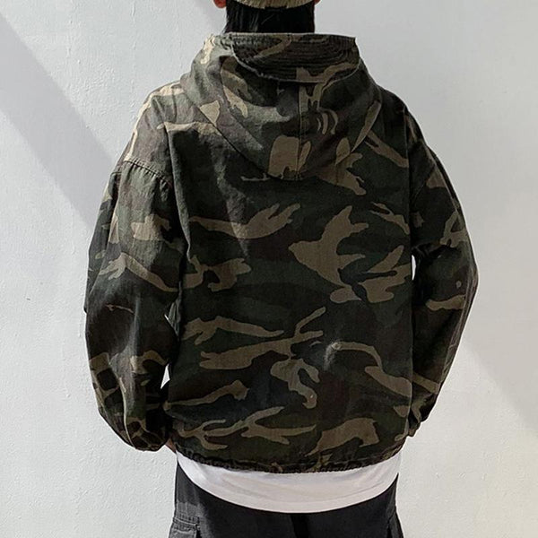 Men's Casual Camouflage Multi-Pocket Hooded Sweatshirt 85269818Y
