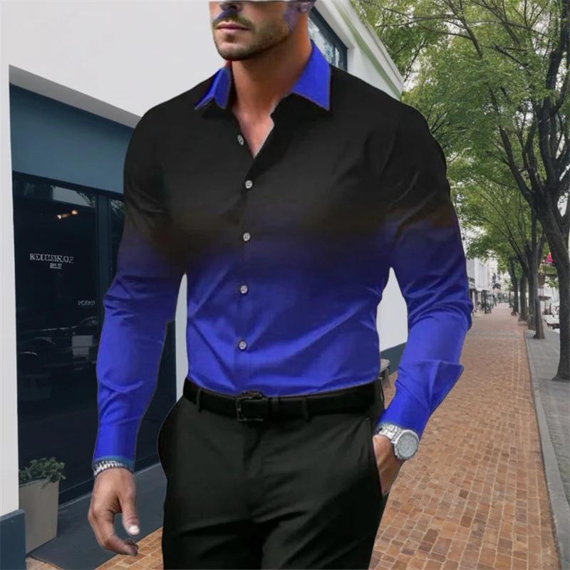 Chemise ample à manches longues et revers dégradé pour homme 28602919X