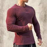 Men's Fleece Elastic Long-sleeved T-shirt 93928430U