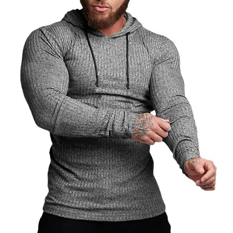 Men's Casual Solid Color Hooded Long Sleeve T-Shirt 53542652Y