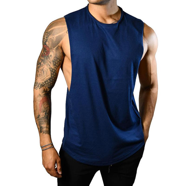 Men's Casual Simple Sports Round Neck Loose Tank Top 71955603TO