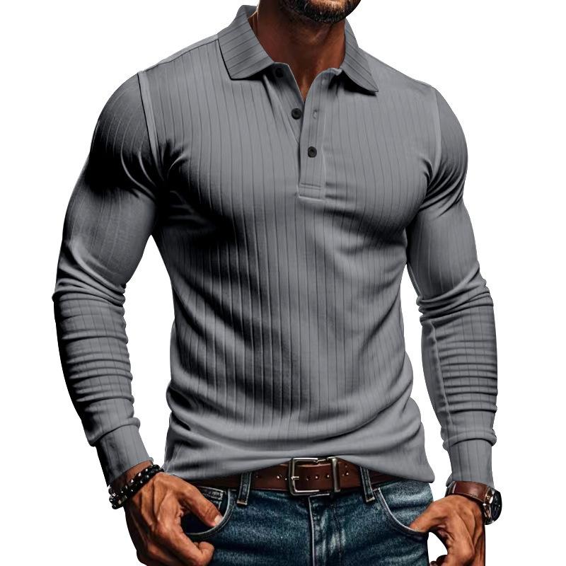 Men's Casual Elastic Long Sleeve POLO Shirt 38636391X