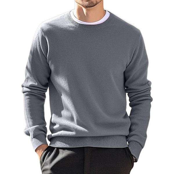 Men's Casual Round Neck Solid Color Knitted Sweater 46843262X