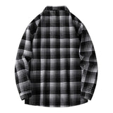 Men's Casual Plaid Lapel Patch Pocket Breathable Long Sleeve Shirt 29321000M