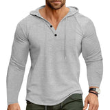 Men's Solid Color Waffle Loose Long Sleeve Casual Hoodie 98061858Z