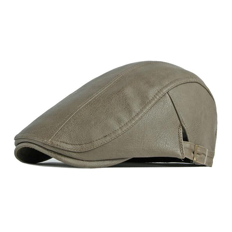 Men's Vintage Thick Warm Leather Cap 92575373M