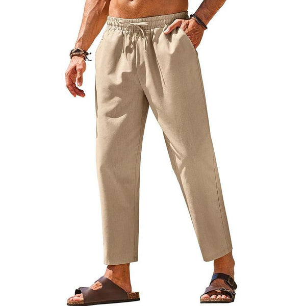 Men's Linen Casual Pants Elastic Waist Beach Pants 68667596X