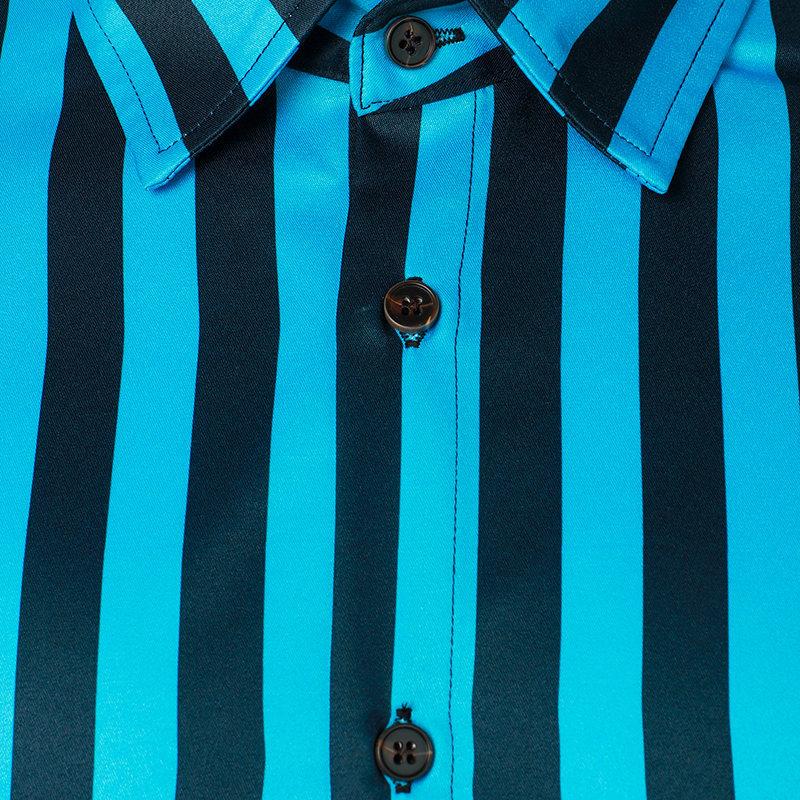 Men's Casual Striped Printed Lapel Long Sleeve Shirt 01210322M