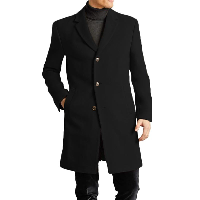 Men's Solid Color Single Breasted Lapel Coat 29195403X