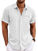Men's Plaid Lapel Short Sleeve Shirt 11387978Y
