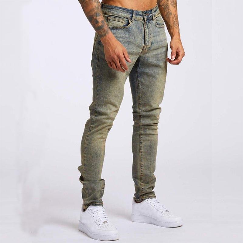 Men's Casual Washed Slim High Waist Jeans 50637960M