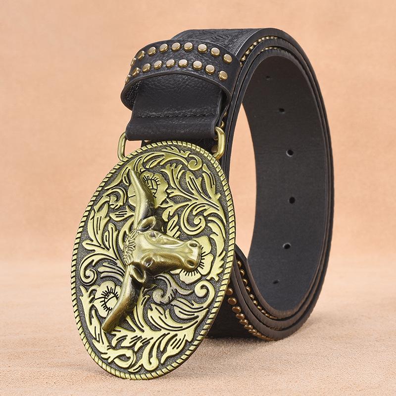 Ceinture en relief à rivets vintage pour homme 33277436U