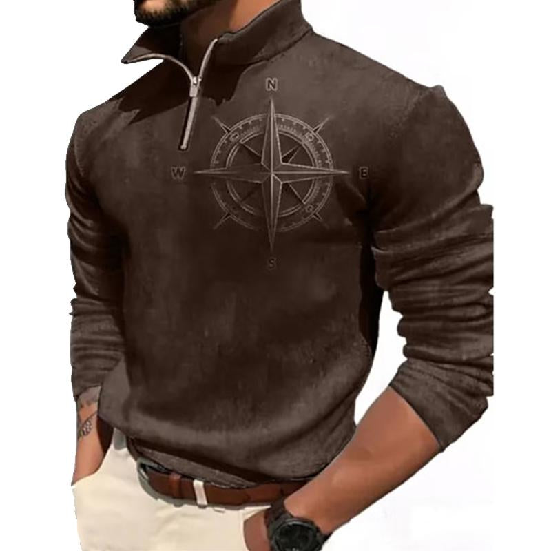 Men's Retro Printed Long Sleeve Zipper Sweatshirt 31089866X