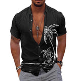 Men's Vintage Hawaiian Print Lapel Short Sleeve Shirt 81749256Y