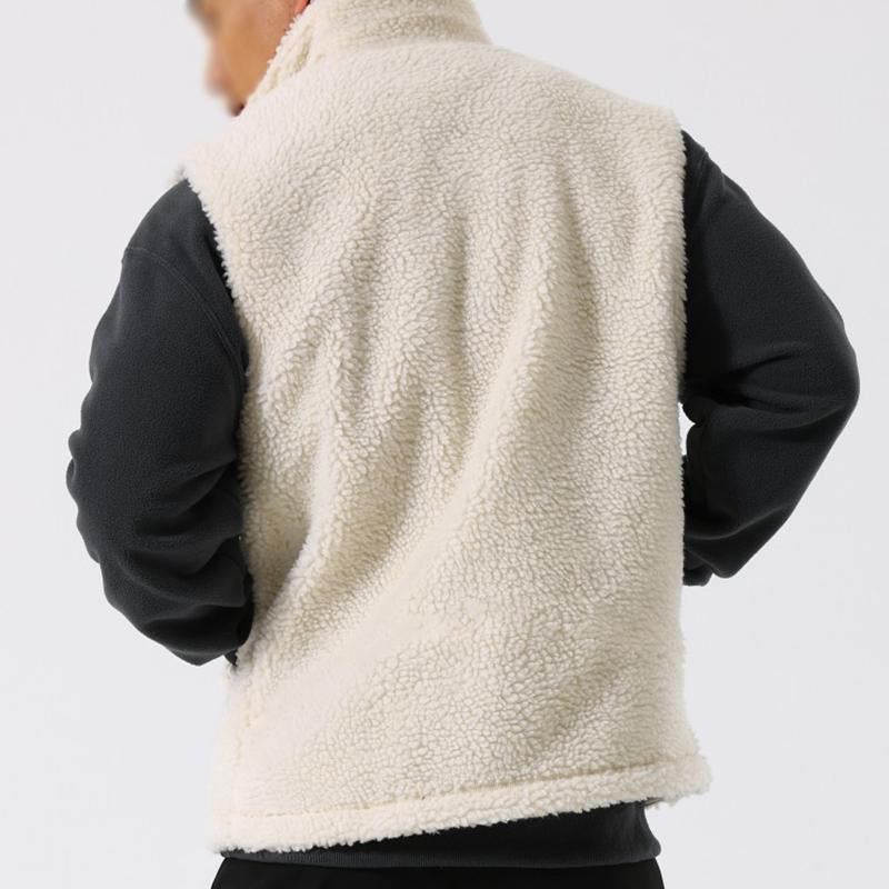 Men's Casual Stand Collar Polar Fleece Warm Loose Zipper Vest 19359658M