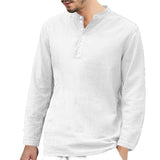 Men's Casual Solid Color Henley Collar Long Sleeve Shirt 10253841Y