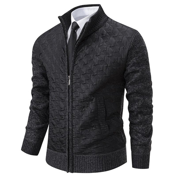 Men's Casual Stand Collar Zipper Warm Knitted Cardigan 12863260F