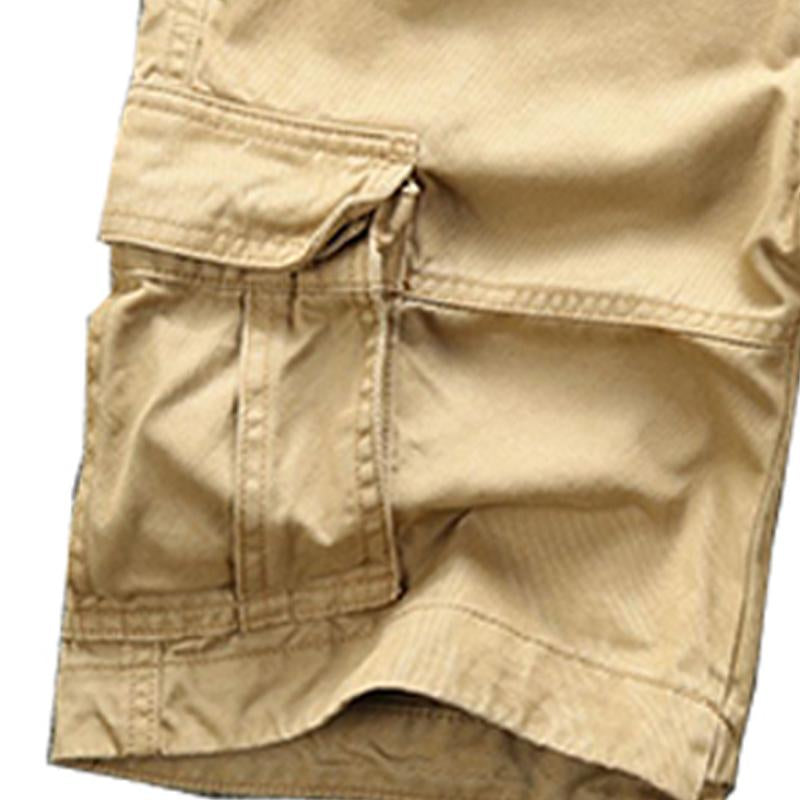 Men's Casual Outdoor Solid Color Cotton Multi-Pocket Cargo Shorts 29391736M