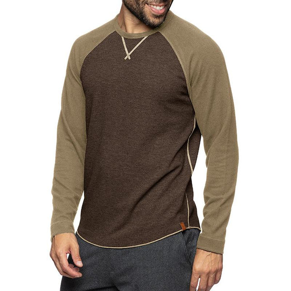 Men's Round Neck Casual Color Block Pullover T-shirt 89657764X