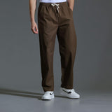 Men's Solid Cotton Elastic Waist Straight Casual Pants 79952606Z