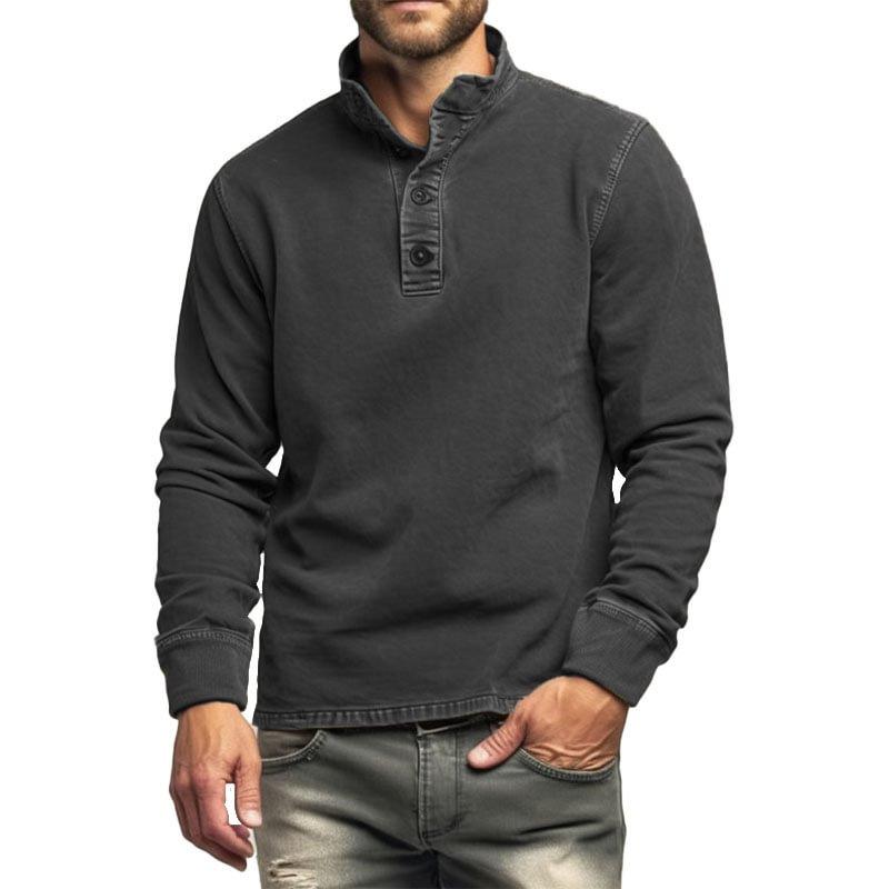 Men's Solid Color Stand Collar Long Sleeve Sweatshirt 26813846X