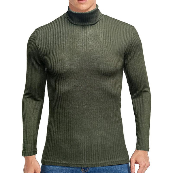 Men's Casual Solid Color Turtleneck Long Sleeve T-Shirt 79466696Y