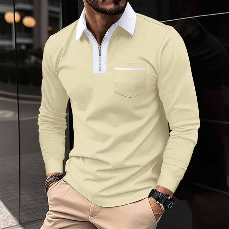 Herre Color Block Pocket Langermet POLO skjorte 99308629X