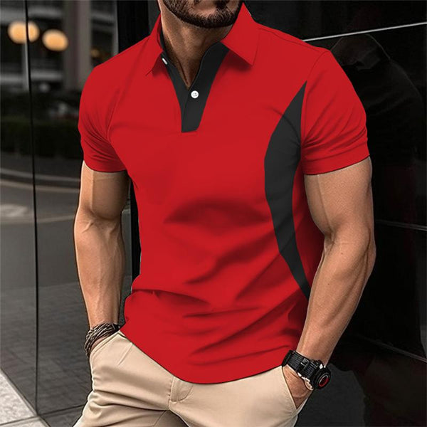 Men's Patchwork Lapel Short-sleeved Polo Shirt 04326048TO
