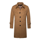 Men's Solid Color Single Breasted Trench Coat Long Coat 24432845X