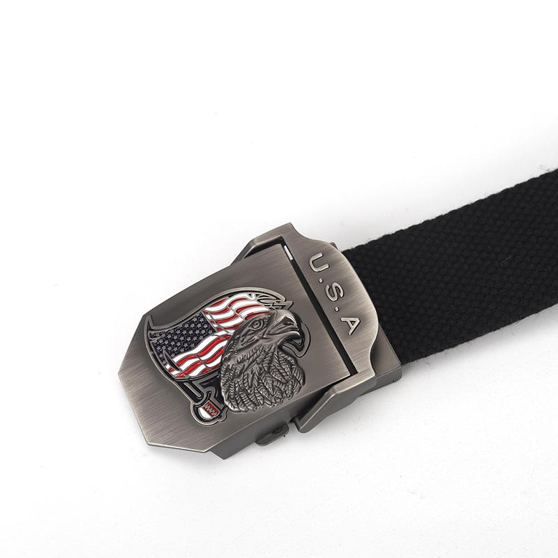 Ceinture à boucle automatique en toile avec drapeau américain pour homme 57484159K