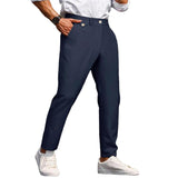 Men's Solid Color Straight Suit Pants 40253265Z