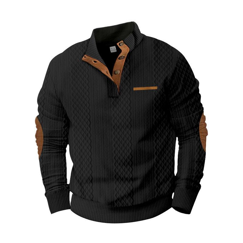 Men's Outdoor Jacquard Casual Stand Collar Long Sleeve Sweatshirt 50047325X