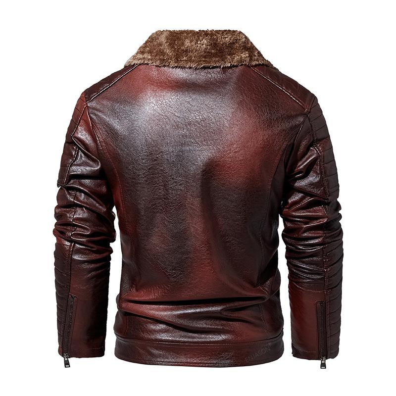 Men's Vintage PU Fleece Leather Jacket 28312478U