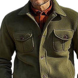 Men's Army Green Button Jacket 13186959U