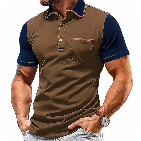 Men's Contrast Color Casual Short Sleeve POLO Shirt 67979558X